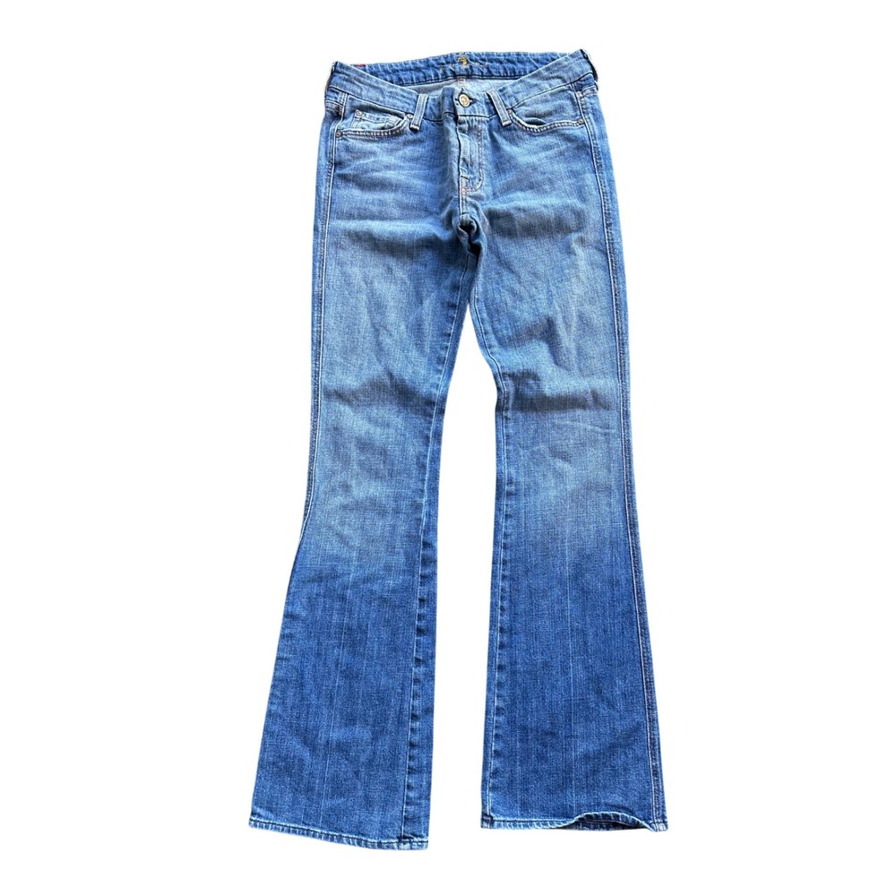 7 For All Mankind A Pocket Flare Jeans Medium Wash Blue Denim U130J055U-055U